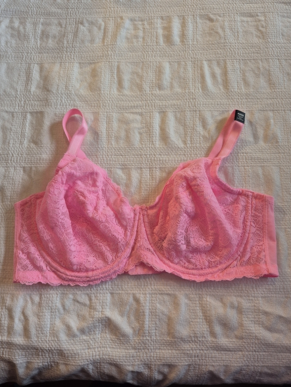 Torrid 42DD Pink full coverage unlined super softlace straight back bra NWT